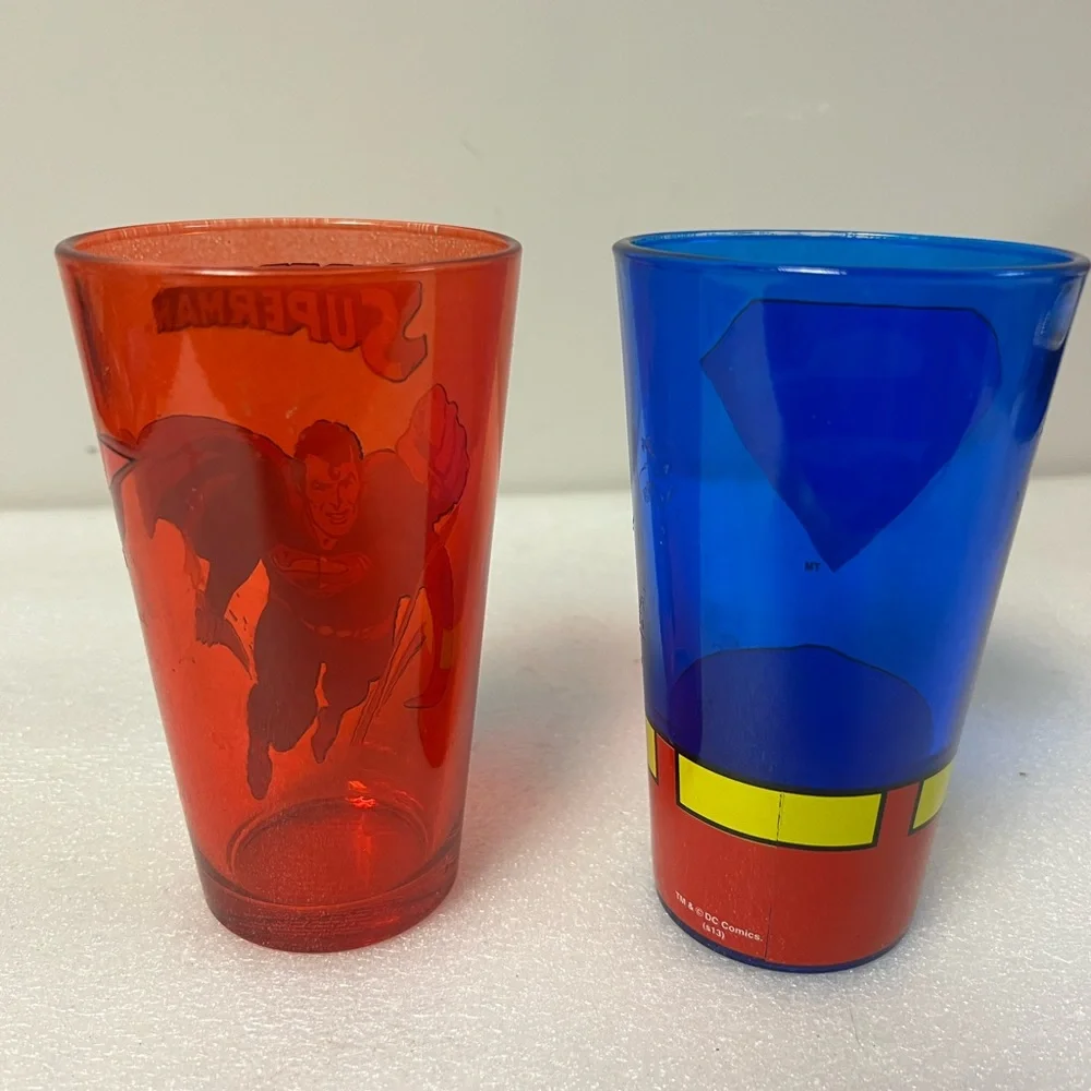 Red & Blue Superman Pint Glass Set Man Of Steel 16oz DC Comics